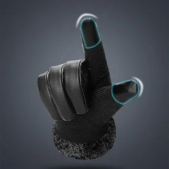 JIFANPAUL zimske moške kolesarske usnjene rokavice plus žamet oblazinjeni smučarskih nepremočljiva zaslon na dotik tople rokavice rokavice za športe na prostem