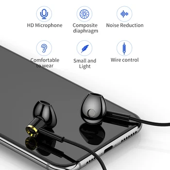 HOCO M47 Bas Zvok Slušalke za V Uho Šport Slušalke z mikrofonom za xiaomi iPhone Samsung Slušalke fone de ouvido auriculares MP3