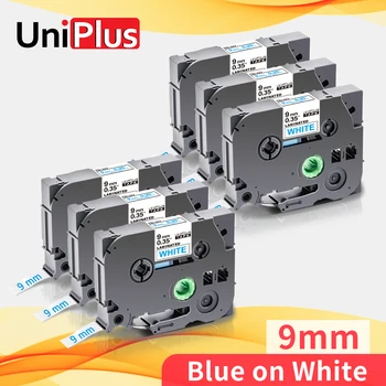 UniPlus 6pcs 9 mm tze Trak Modre barve na Belem tze-223 tz223 Združljiv Brat Labller 8m Dolg Trak za Tiskalnik P Dotik H105 3600