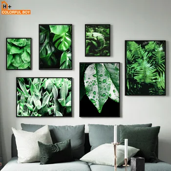 Wall Art Platno Slikarstvo Sveže Zeleno Cvet Aloe Tropskih Listi Nordijska Plakatov In fotografij Stenske Slike Za Dnevna Soba Dekor