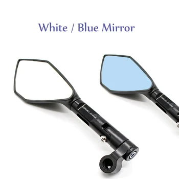 2pcs/Par Motocikel Ogledalo Universal 8/10 mm Pribor Motocikla, Bela/Modra Steklo Objektiv Rearview Mirror Strani Ogledala Retrovisor