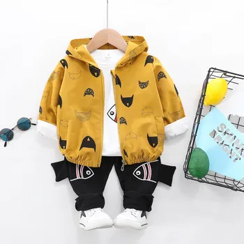 Dojenčka Dolgimi Rokavi, Oblačila Baby Toddler Fant Kompleti Oblačil Ribe Plašč Vrhovi Hlače Spomladi Jeseni Otroci Otrok Fantje Obleke Obleke