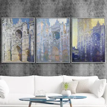 Doma Dekoracijo Tiskanja Platno Umetnosti Stenske Slike Plakat Platno, Saj Slike Francoski Claude Monet Katedrala