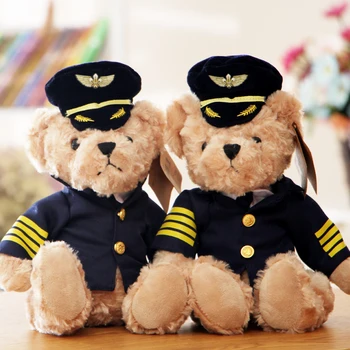 Candice guo plišastih igrač polnjene lutka cartoon živali kapetan medvedek ted letalske stevardesa pilotni airman letak darilo za rojstni dan 1pc