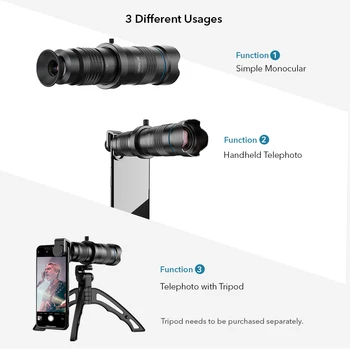 APEXEL 28x teleskop zoom objektiv oko s prenosnimi selfie stojalo za iPhone, Samsung druge pametne telefone, Potne Lov Šport
