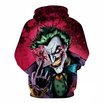 Joker Poker Moški Puloverji Jopice 3D Tiskanih Smešno Hip HOP Hoodies Novost Ulične Hooded Jeseni Hoodie Trenirke Moški