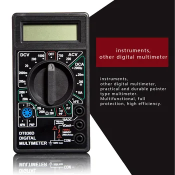 Digitalni Multimeter Napetost Amper Ohm Tester z Zumer Preobremenitve in zaščita Varnost Sonda DC AC LCD DT-830D