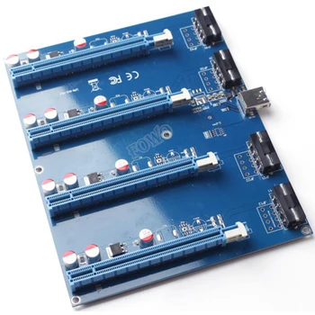 Novo kartico PCI-Express PCIe 1 do 4, PCI express 16X reže za Kartico Riser PCI-E 1X na Zunanje 4 reža Adapter PCIe Vrata Množitelj za Rudarstvo