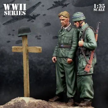 1/35 Obsega nemških padalcev grobov 2 osebi Miniature drugi svetovni VOJNI Smolo Model Kit Slika Brezplačna Dostava