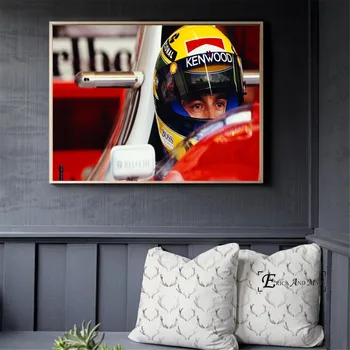 Senna Klasičnih F1 Dirkač Letnik Poster Tiskanje Oljna Slika Na Platnu Wall Art Freske Slike Za Dnevna Soba Dekoracijo