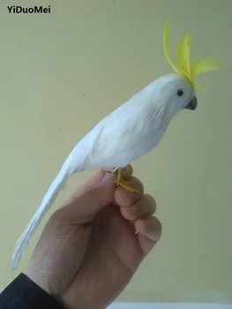 Približno 20 cm, belo perje cockatoo papiga lepa papiga obrt,prop,vrtni okras, darilo p1421