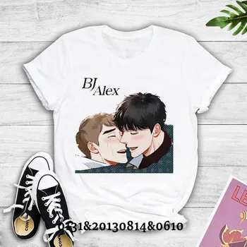 Bj Alex Stripi printed majica s kratkimi rokavi ženske Gyun Yaoi fantje, ljubezen kratka sleeved Harajuku ženske T-shirt moški moški gay ulične T-shirt