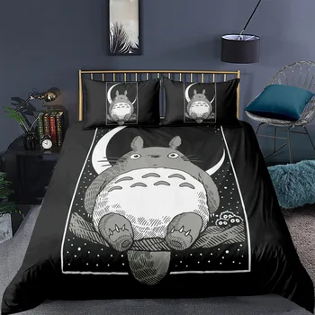 Nov Prihod Anime Totoro 3D-Tiskana Posteljnina Nabor Rjuhe Prevleke Pillowcases Tolažnik Posteljnina Nabor Bedclothes Posteljno Perilo