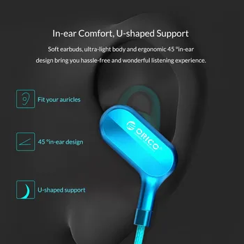 ORICO Magnetni Nepremočljiva Šport Bas Brezžične Bluetooth Slušalke Vgrajen Mikrofon s Hi-fi Čepkov za iPhone, Pametni Telefon xiaomi PC