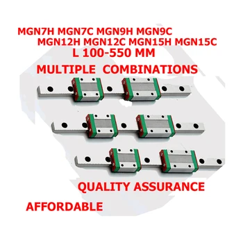 Cnc Deli MGN7 MGN12 MGN15 MGN9 100 150 200 250 300 350-550mm Miniaturni Linearni Železniškega Stran 2pcMGN9 Linearni Vodnik+4pcMGN9H Prevoz
