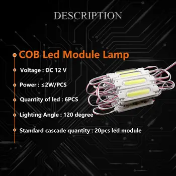 20pcs/veliko injekcijo s objektiv COB LED modul vodotesna LED osvetlitvi ozadja za prijavo kanal pismo DC12V 2W IP