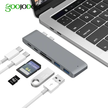 GOOJODOQ USB Tip C Hub, da Card Reader USB C Hub 3.0 Combo Adapter Z SD Reža Za MacBook Pro 2016 2017 USB-C Moč Dostava