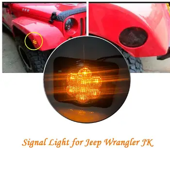 1 Par Amber Spredaj LED Vključite Opozorilne Luči Fender Stranska Svetloba Combo Objektiv za 2007-2017 Jeep Wrangler JK Lučka Opozorilne Luči