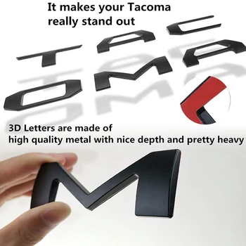 3D Postavljeno vrata prtljažnika Vstavite Črke Simbol za Toyota Tacoma 2016-2019 Emblem Vložki (Mat Črna)