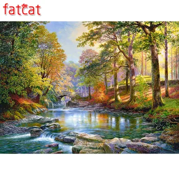 FATCAT 5d diy diamond slikarstvo gozd, naravni pokrajini, polni kvadratni krog diamond vezenje nosorogovo needlework dekor AE142
