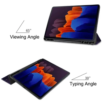 Smart Tablični Primeru Pokrovček Za Samsung Galaxy Tab S7+T970/T975 2020 Vzorec S Svinčnikom Režo Primeru Usnje Stati Tri-krat Primeru Zajema