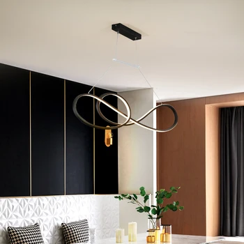 V novi, Moderni LED obesek luči dnevna soba blagavaonica Črna/Bela/Zlata aluminijasto ohišje obesek lučka lampara colgante svetlobe napeljave