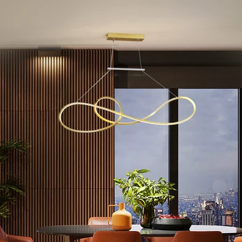 V novi, Moderni LED obesek luči dnevna soba blagavaonica Črna/Bela/Zlata aluminijasto ohišje obesek lučka lampara colgante svetlobe napeljave