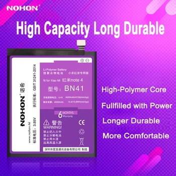 Novi Originalni NOHON BN41 Za Xiaomi Redmi Opomba 4 MTK X20/ Opomba 4X Pro 4G 4100mAh Zamenjavo Mobilnega Telefona, Baterije, ki je Na Zalogi, Brezplačna Orodja