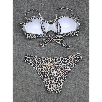 Vintage Leopard Ženski Bikini Določa Ženske Ruffle Seksi Tangice Dva Kosa Kopalke, Plus Velikost Kopalk Poletni Plaži, Kopalne Obleke