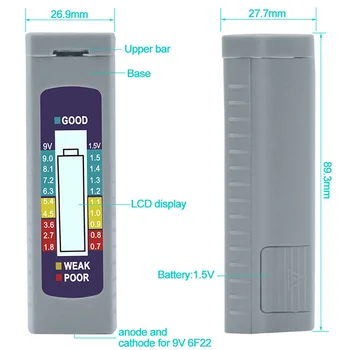 Novi digitalni prikaz baterije tester električne zmogljivosti tester suha zmogljivost baterije tester Za C/D/N/AA/AAA/9V 6F22 1.5 v Baterije