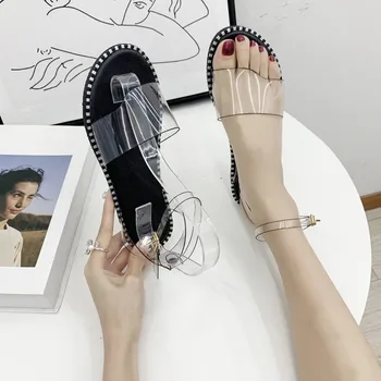 Ženske Sandali Flip Flops Novo Poletje Moda Rimu Pregleden Dihanje Non-slip Čevlji Ženska Strani Sponke Traku Priložnostne Ženski