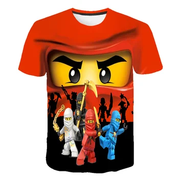 4-14Years Otroci T Shirt Legoes 3D Print Majica s kratkimi rokavi Dojencek Ninjago Fant Tshirt Kratkimi Rokavi Otroci Poletnih Oblačil Malčka Fant Majice