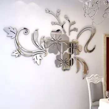 Odstranljiva 3D Ogledalo Cvet Art Stenske Nalepke Akrilno Stensko Nalepko Domov Soba Dekor Kitajski Slog Plum blossom Dekorativna Ogledala