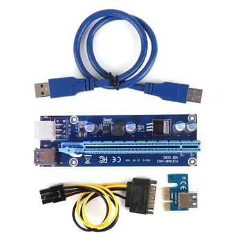 PCI-E 1x, da 16x Rudarski Stroj Enhanced Extender Riser Card Adapter s 50 cm USB 3.0 & SATA Napajalni Kabel levo/desno