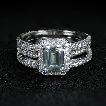 925 Sterling silver Obroči set 3 v 1 band obroč za Ženske angažiranosti poročni modni nakit prst Črni petek R1997xs