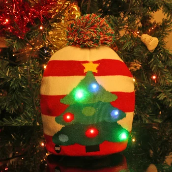 LED Božični Klobuk Pulover Pletene Beanie Božični sveti Kape Božično Darilo Za Otroke, Odrasle Božič 2021 Novo Leto Dekoracijo
