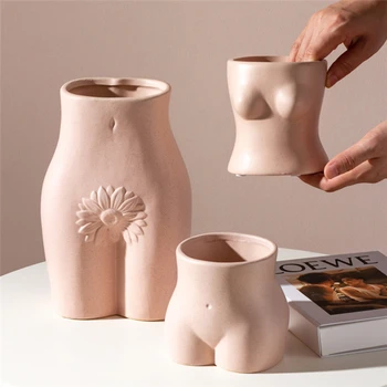 Keramike, Porcelana Body Art Doprsni Kip Cvetlični Lonček Nordijska Vaze Desk Dekor Okraski Namizni Vaza Doma Dekor Dodatki