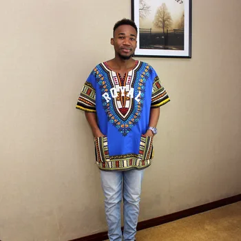 Dashikiage Modra KRALJEVSKO Natisnjeni Unisex Dashiki Moški Ženske Unisex Afriške T-Shirt Vrh Tradicionalne Plemenske, Etnične Obleko