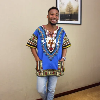 Dashikiage Modra KRALJEVSKO Natisnjeni Unisex Dashiki Moški Ženske Unisex Afriške T-Shirt Vrh Tradicionalne Plemenske, Etnične Obleko