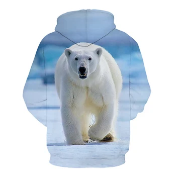 Unisex Modna Priložnostne Ulične živali Majica Hoody Polarni medved 3D Tiskanja Harajuku Moških Oblačil neznancu, kar Hoodie