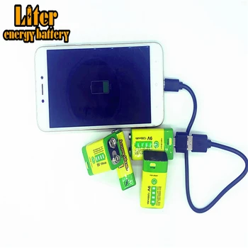 9V 6F22 Micro USB 1200mAh polnilna litij-ionska baterija za dima alarm brezžični mikrofon Kitara EQ Interkom Multimeter