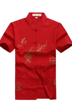 Kitajski tradicionalni moški oblačila tang bo ustrezala majica moški orientalski mens vrhovi modra mandarin ovratnik bombaž tangzhuang kung fu narod