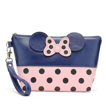 Disney new Mickey bowknot polka dot PU kozmetični vrečko za shranjevanje baby dekleta kovanec vrečko dame torbici