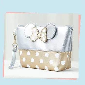 Disney new Mickey bowknot polka dot PU kozmetični vrečko za shranjevanje baby dekleta kovanec vrečko dame torbici