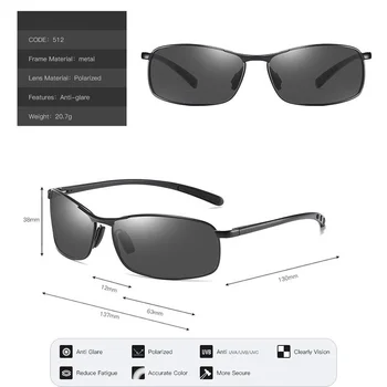 Moški Ženske Polarizirana sončna Očala aluminijast Okvir Klasičnih Pravokotnik sončna Očala Očala UV400