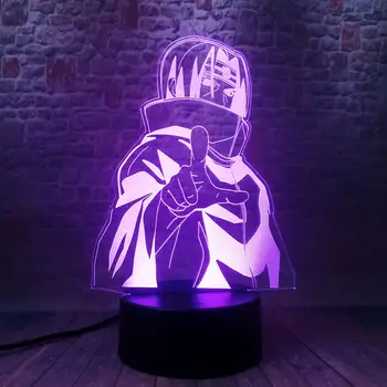 3D Iluzije LED Nočna Pisane Dotik Flash Svetlobe za Mizo Dekor Slika Naruto Uchiha Itachi Anime številke Light-up Igrače
