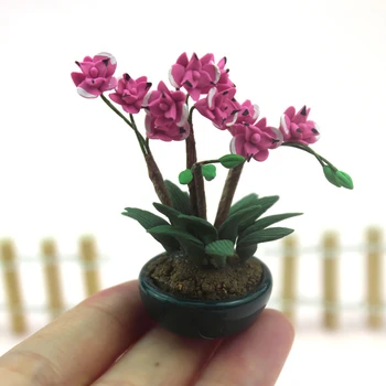 1/12 Lutke Miniaturni dodatna Oprema Mini Phalaenopsis lončnica Simulacije Cvet Model Igrača za Doll House Decoration ob11