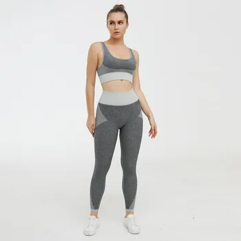 Uvježbavanje oblačila ženske suho fit telovadnici gamaše in vrh 2 kos brezhibno komplet športnih oblačil za ženske telovadnici