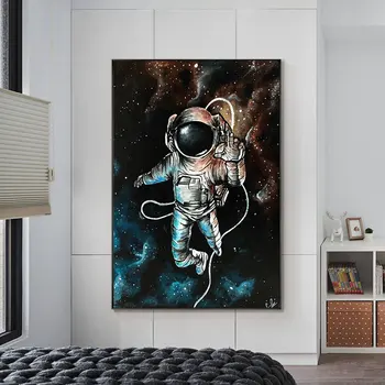 Povzetek Astronavt Wall Art Platno Slikarstvo Risanka Plakatov in Fotografij Wall Art Slike za Dnevni Sobi Doma Dekor (Brez Okvirja)