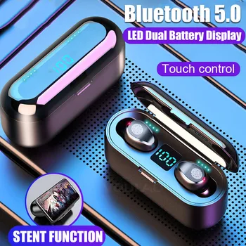 Brezžične Slušalke Bluetooth V5.0 F9 TWS Brezžične Bluetooth Slušalke LED Zaslon Z 2200mAh Moči Banke Slušalke Z Mikrofonom